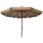 vidaXL Parasol avec mât en bois 330 cm Taupe