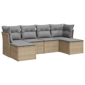 vidaXL Salon de jardin avec coussins 6 Pièces beige résine tressée