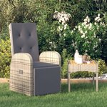 vidaXL Chaise inclinable de jardin avec coussins gris résine tressée
