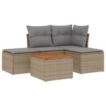 vidaXL Salon de jardin avec coussins 5 Pièces beige résine tressée