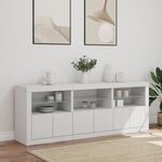 vidaXL Buffet avec lumières LED blanc 181 5x37x67 cm