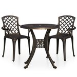 vidaXL Ensemble de bistro 3 Pièces Aluminium coulé Bronze