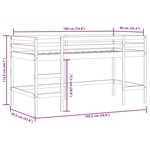 vidaXL Lit mezzanine enfants et rideaux bleu 90x190cm bois pin massif