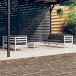 vidaXL Salon de jardin 6 Pièces avec coussins anthracite Bois de pin