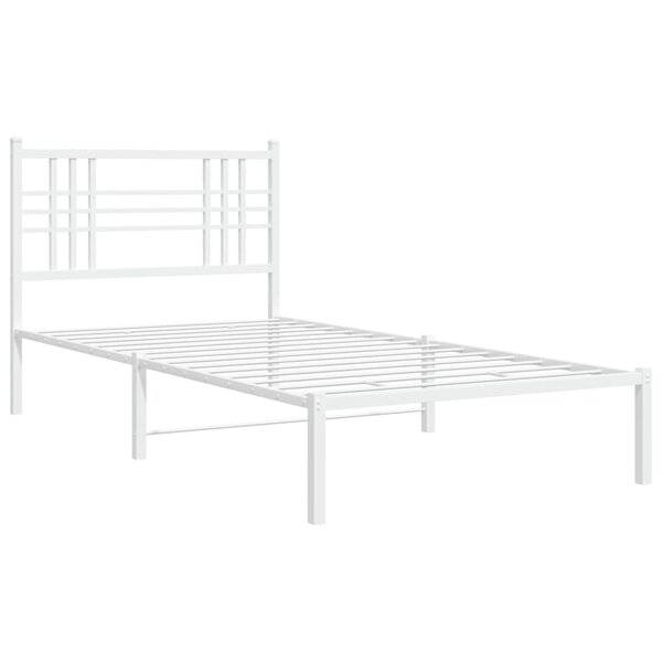 vidaXL Cadre de lit métal avec tête de lit blanc 100x200 cm