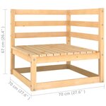 vidaXL Canapé d'angle de jardin avec coussins gris Bois de pin massif