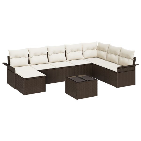 vidaXL Ensemble de canapé de jardin de 8 pièces avec coussins en poly rotin gris
