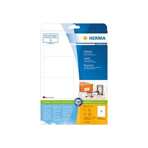 Bte 200 etiquettes premium 25 feuilles a4 97,0 x 67,7 mm blanc herma