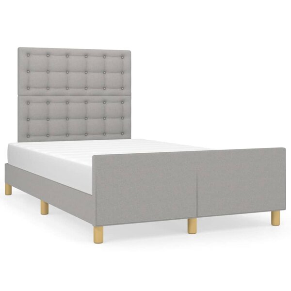 vidaXL Cadre de lit avec tête de lit Gris clair 120x200 cm Tissu