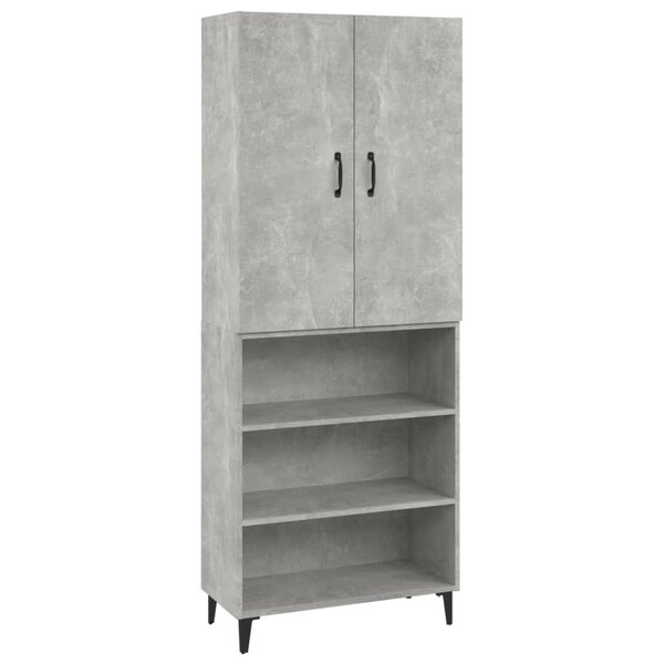 Vidaxl buffet haut gris béton 69 5x32 5x180 cm bois d'ingénierie