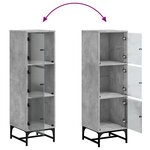 vidaXL Buffet avec portes en verre gris béton 35x37x120 cm
