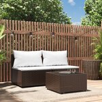 vidaXL Salon de jardin 3 Pièces avec coussins marron résine tressée