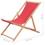 vidaXL Chaise pliable de plage Tissu et cadre en bois Rouge