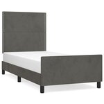 vidaXL Cadre de lit avec tête de lit Gris foncé 100x200 cm Velours