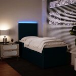 vidaXL Sommier à lattes de lit avec matelas bleu 90x200 cm velours