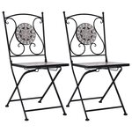 vidaXL Chaises de bistrot mosaïque 2 Pièces Gris