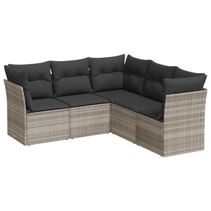 vidaXL Salon de jardin 5 Pièces avec coussins gris clair résine tressée