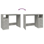 Bureau table poste de travail meuble d'ordinateur informatique étude avec tiroirs 102 x 50 x 76 cm bois d'ingénierie gris 02_0023470