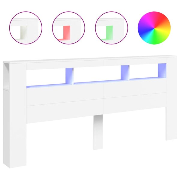 vidaXL Tête de lit à LED blanc 220x18 5x103 5 cm bois d'ingénierie