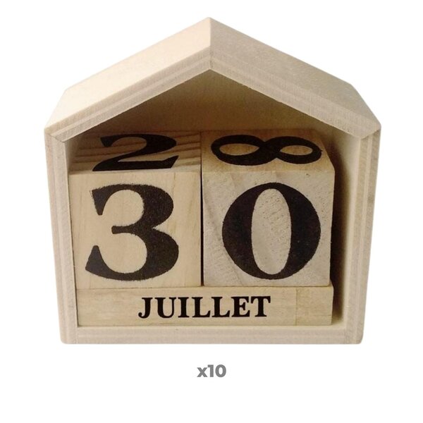 10 calendriers perpétuels en bois maisonnette 7 3 x 8 x 3 4 cm