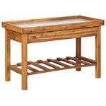 vidaXL Table de jardin avec dessus en zinc Bois solide d'acacia
