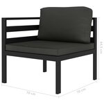 vidaXL Salon de jardin 2 Pièces avec coussins Aluminium Anthracite