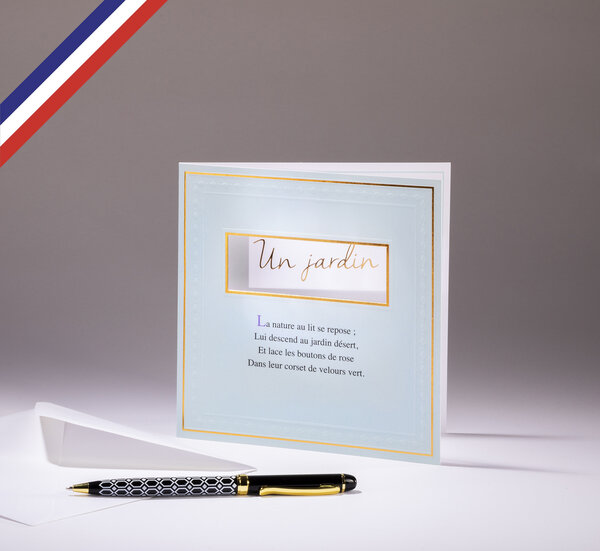 Carte double carnet de poésie créée et imprimée en france - un jardin - théophile gautier