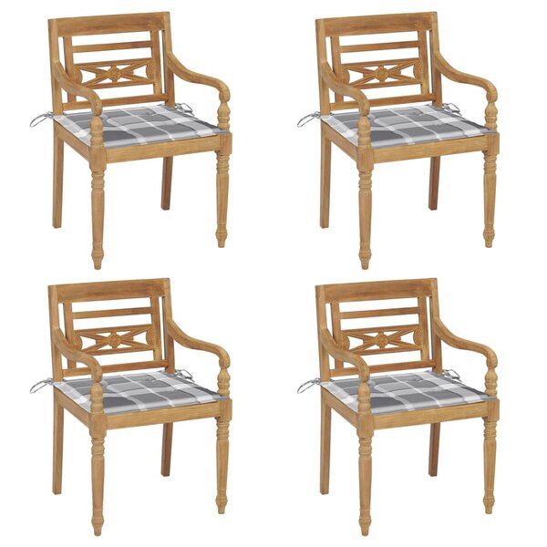 vidaXL Chaises Batavia avec coussins lot de 4 Bois de teck solide