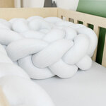 Tour de lit tressé coton gris OEKO TEX anti-allergique - 300 cm