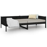 vidaXL Lit de jour Noir Bois de pin massif 90x190 cm