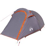 vidaXL Tente de camping tunnel 3 personnes gris et orange imperméable