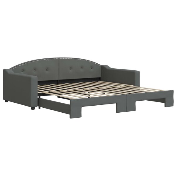 vidaXL Lit de jour avec lit gigogne gris foncé 100x200 cm tissu