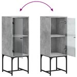 vidaXL Armoire latérale avec porte en verre gris béton 35x37x100 cm