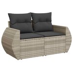 vidaXL Salon de jardin avec coussins 7 Pièces gris clair résine tressée