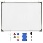 vidaXL Tableau blanc magnétique effaçable à sec Blanc 90x60 cm Acier