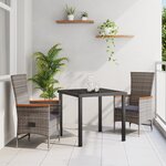 vidaXL Ensemble de salle à manger de jardin 3 pièces avec coussins en rattan poly gris