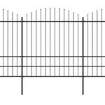 vidaXL Clôture de jardin à dessus en lance Acier (1 75-2)x15 3 m Noir