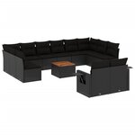 vidaXL Salon de jardin avec coussins 13 Pièces noir résine tressée