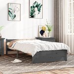 vidaXL Cadre de lit Gris Bois massif 75x190 cm Petit simple