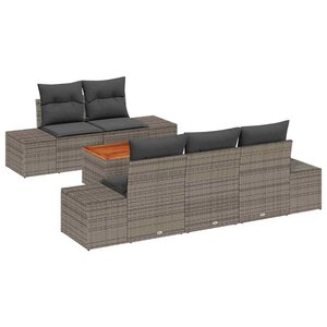 vidaXL Ensemble de canapé de jardin avec coussin 6 Pièces Gris polyrotin