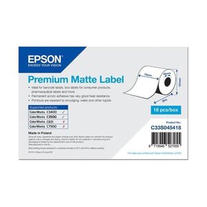Rouleau adhesif continu premium matte 76mm x 35 mm pour tm-c3400 epson