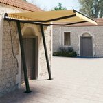 vidaXL Auvent rétractable automatique et poteaux 3x2 5m Jaune et blanc
