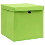 vidaXL Boîtes de rangement avec couvercles 10Pièces Vert 32x32x32cm Tissu
