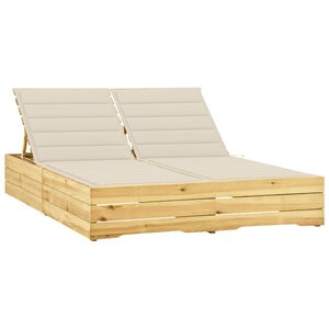 vidaXL Chaise longue double et coussins crème Bois de pin imprégné