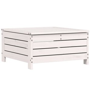 vidaXL Repose-pied de jardin avec coussin blanc bois de pin massif