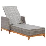 vidaXL Chaise longue Résine tressée et bois d'acacia massif Gris