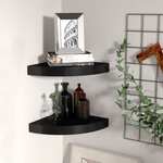 vidaXL Étagères d'angle flottantes 2 Pièces noir 25x25x3 8 cm MDF