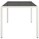 vidaXL Table de jardin 150x90x75 cm Verre trempé/résine tressée Blanc