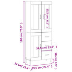 vidaXL Buffet haut Blanc 69 5x34x180 cm Bois d'ingénierie