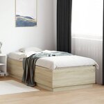 vidaXL Cadre de lit avec lumières LED chêne sonoma 100x200 cm